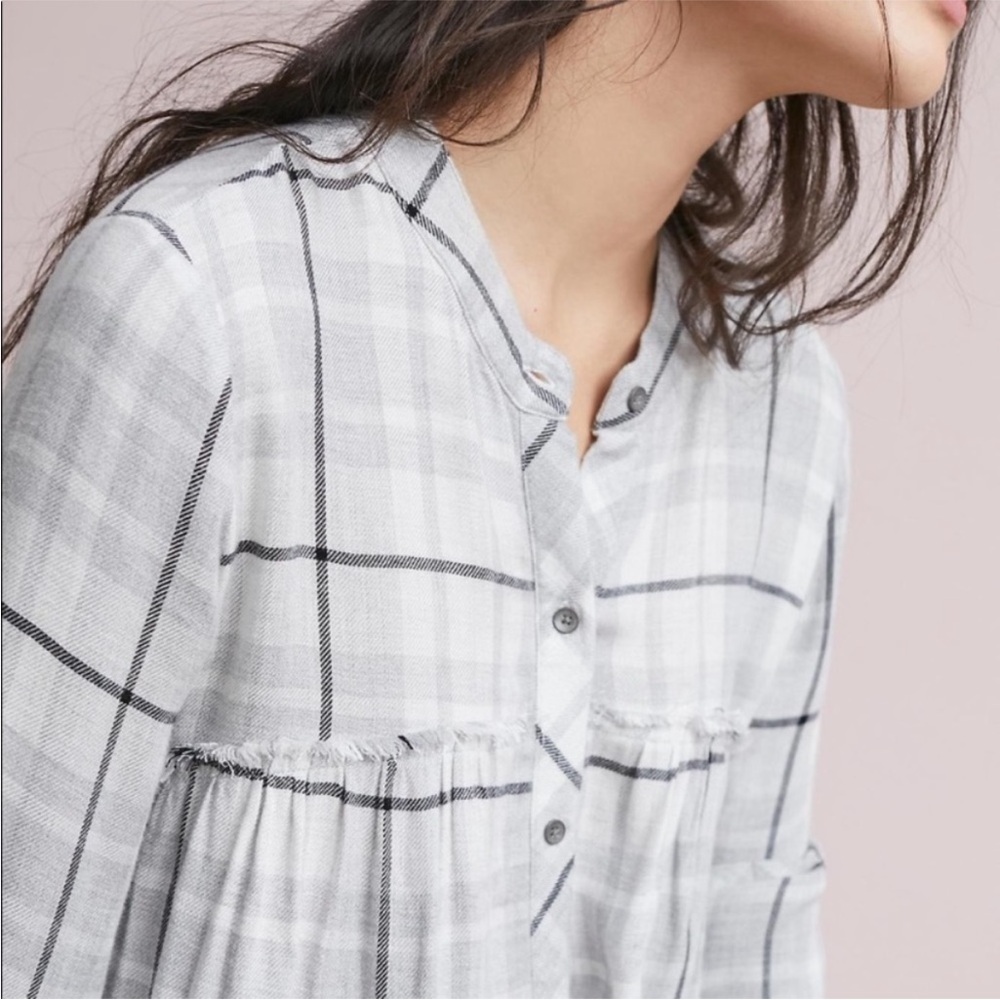 Anthropologie Cloth & Stone Soft Plaid Flannel Swing Tunic - Picture 3 of 8